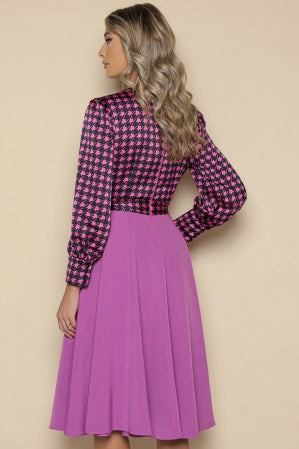 Rochie MBG fuchsia cu bust satinat picior cocos